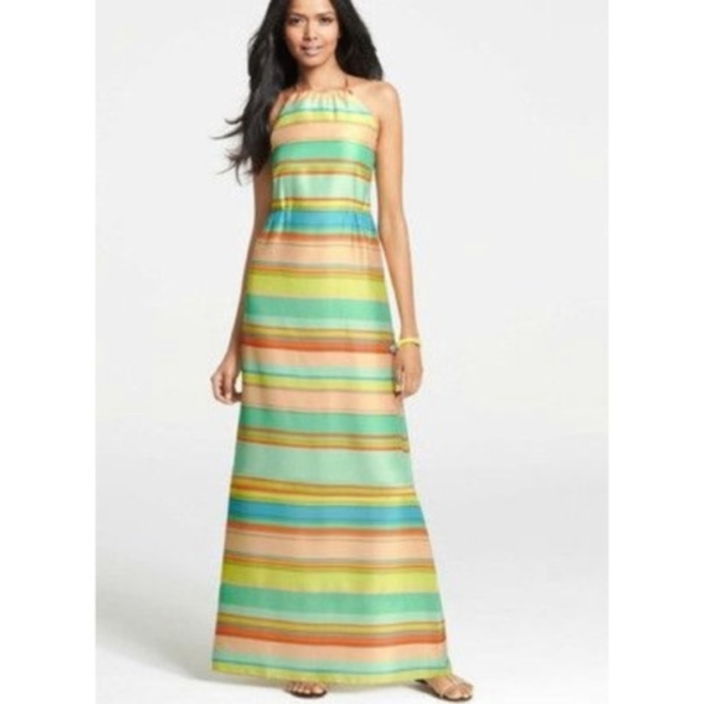 Sun Striped Halter Maxi Dress